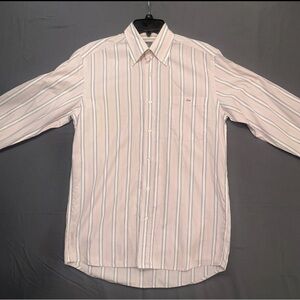 Lacoste Pink and White Striped Casual Shirt